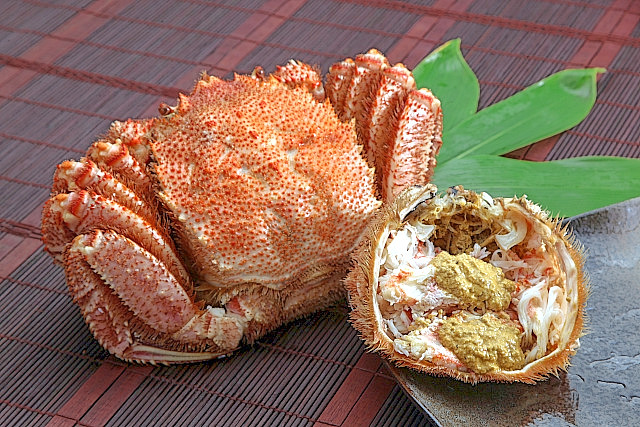 毛ガニと毛ガニの甲羅の中に入ったカニ味噌