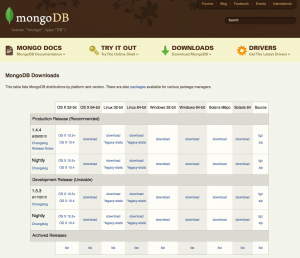 MongoDBDownload画面