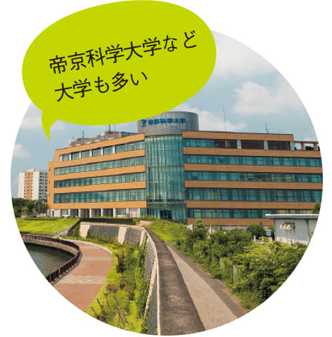 写真 | 帝京科学大学など大学も多い