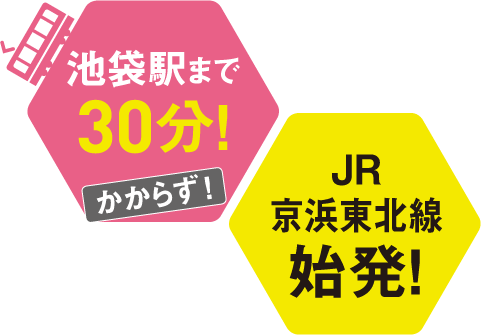 池袋駅まで30分 JR京浜東北線
始発!