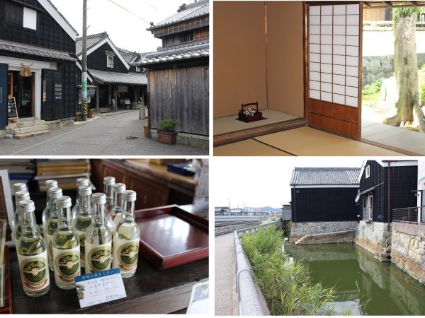 伊勢河崎商人館のすべての建物は国の登録有形文化財になっている。蔵を利用した展示スペースでは、日本最古の紙幣と言われる、山田羽書の展示もある</BR>(右上)京都の裏千家の茶室「咄々斎(とつとつさい)」を模して造られた茶室。商人の財力があってこその素晴らしい造りだ (右下)伊勢河崎商人館の蔵の川沿いの面。かつて川から直接船をつけられるようになっていたつくりが今も残されている</BR>(左上)右側が伊勢河崎商人館、左側が蔵を利用したカフェと物販などの出店スペースがある商人蔵。間の道はかつての道幅そのまま(左下)伊勢河崎商人館で販売されているエスサイダー。この建物の前身の酒問屋で明治42年~昭和50年代まで製造されていたものを復刻したもの