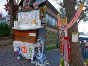 ▲2016年秋は「覚王山」をテーマに、スケールの大きな布作品や、モザイクタイルを使った仕掛けアート、子どもたちの灯籠や旗などのアートが街を彩った。「毎回80組ほどの作家さんが無償で協力してくれて、本当に感謝しています」