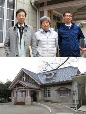 今回話を伺った左から石川県県民文化局文化振興課の梅本賢一郎氏、石川県立歴史博物館資料課長の濱岡伸也氏、石川県教育委員会文化財課(取材当時)現石川県金沢城調査研究所の空良寛氏。下は背後にある建物、旧陸軍第九師団長官舎全景