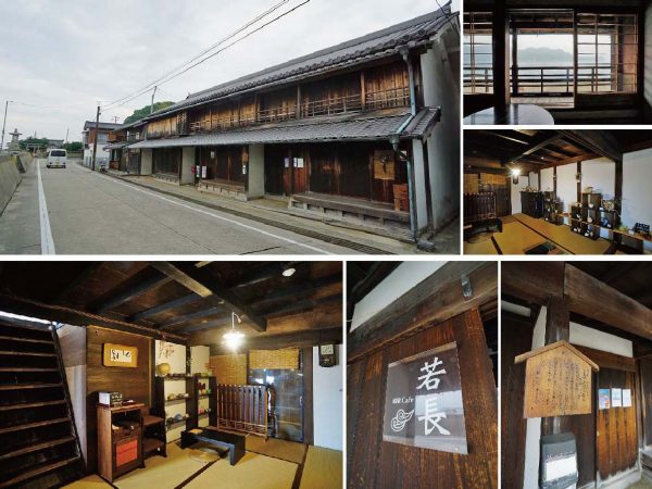 ▲「この船宿の店主は若本屋長五郎という人で、屋号は『若本屋』。そこから『船宿カフェ若長』と名づけました。御手洗は港の商売で発展したまちですから、今でも場所を示すときは昔の屋号を使います」と井上さん。御手洗地区にはこの『若長』の他にも多くの各藩指定の船宿が存在していたが、船宿といっても誰もが泊まれる民宿ではなく、各藩の世話役を務める宿泊所が海沿いに軒を連ねていた。1階は家臣たちの宿泊スペース、2階は大名が休む部屋だったと考えられている。「薩摩藩の宿には屋久杉の柱が使われていたりして、船宿とは思えない豪華なしつらえも残されています。ちなみに、御手洗港は表向きは中継港でしたが、藩が幕府に隠れて外国船との密貿易を行う港としても利用されていたようです」