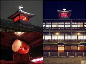 ▲真っ赤なギヤマンガラスをはめ込んだ振鷺閣の『刻太鼓(ときだいこ)』は、今も朝6時・正午・夕方6時の3回打ち鳴らされ刻を告げる。松山市では、今回の保存修理工事費用の一部を賄うために「刻太鼓を鳴らす権利」などクラウドファンディングを実施した(工事期間中は中止)