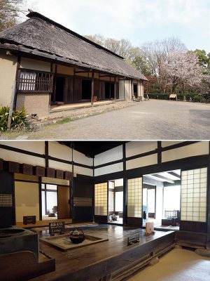 上:ユニークなトイレがある佐々木家住宅は、長野県南佐久郡から移築された。江戸時代の18世紀前半の享保年間の建物だ/下:長野県伊那市から移築された三澤家住宅で、19世紀なかごろ、かつて薬種問屋を営んでいて、当時の面影を再現している