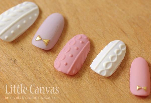 モコモコ感がかわいいニットネイル♡