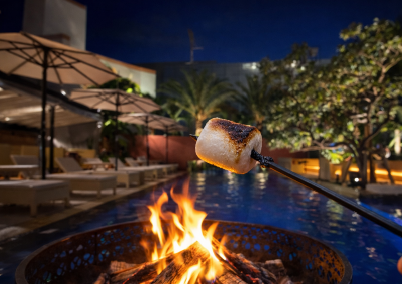 プールサイドでスモア体験