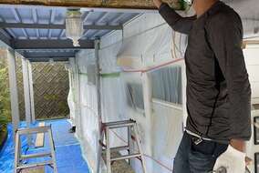 下塗り錆止め塗装。