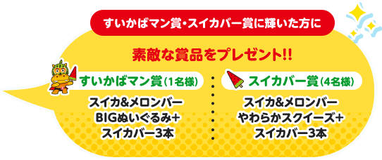 すいかばマン賞・スイカバー賞に輝いた方に素敵な商品をプレゼント!!