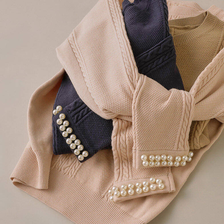 ナチュラルビューティーベーシックのご褒美ニット,パール