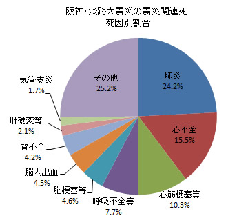 阪神・淡路大震災の震災関連死 死因別割合