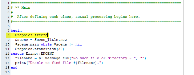 RPG Maker Main, Graphics.freeze section