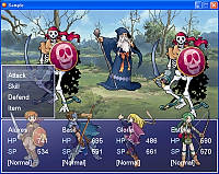 During the battle scene of your own rpg game, you are able to see both the protagonists and enemies at the same with the new front view layout in RPG Maker XP.