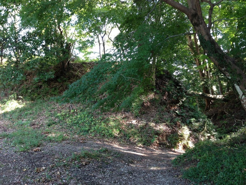 【韮山城】三ノ丸土塁。城池から入ったところの土塁。なかなかの高さ。