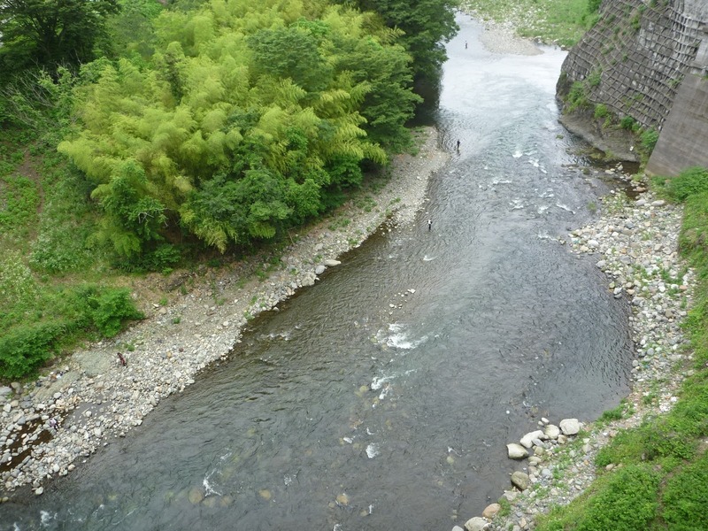 【岩殿城】岩殿城の南岸を洗う桂川。