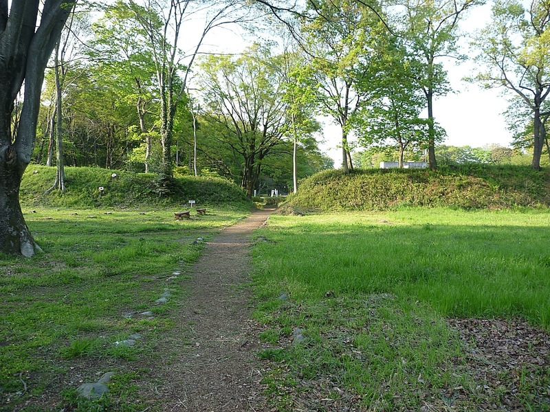 【菅谷館】本郭から北側を撮影。相当広く、土塁も高い。中央の通路は当時はなかったようだ。本郭の門は東側にあった。