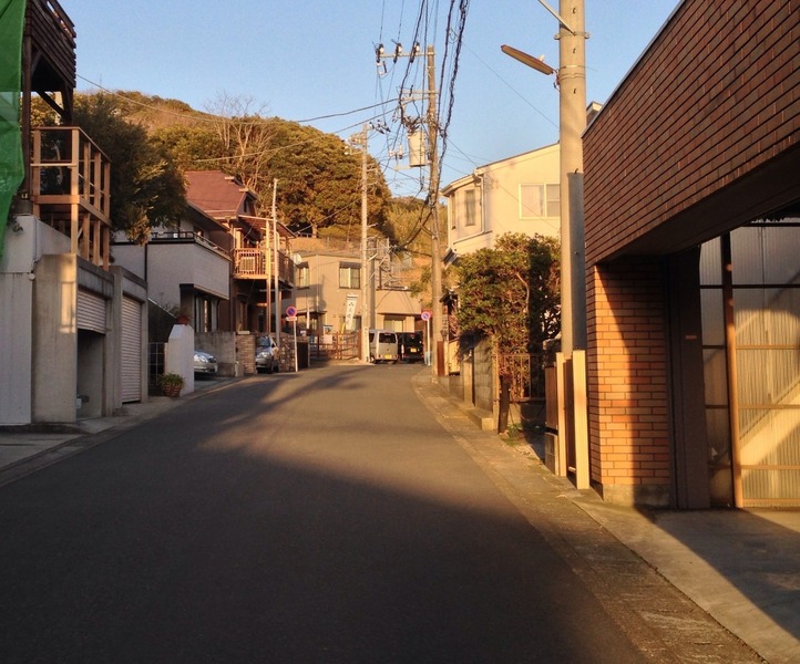 【玉縄城】この辺が御厩曲輪で、中央左の林の下に主郭の門があった。