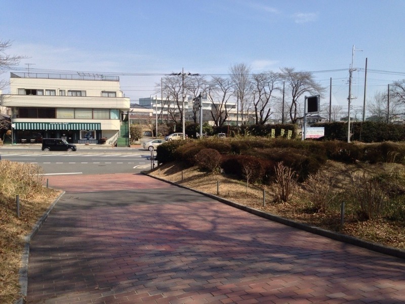 【菅谷館】当時は右側の土塁が背後の高い土塁と合わせて、二重土塁になっており、道路が泥田堀になっていたそうな。