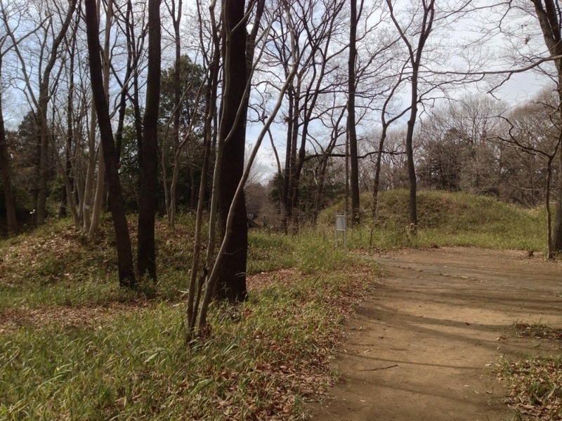 【菅谷館】左手の盛土が正てん門。右手の土塁は三の郭虎口の北側。正てん門は西の郭から三の郭に侵入する際の目隠しになっている。