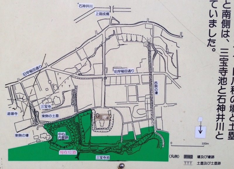 【石神井城】現地案内板。城域マップ。