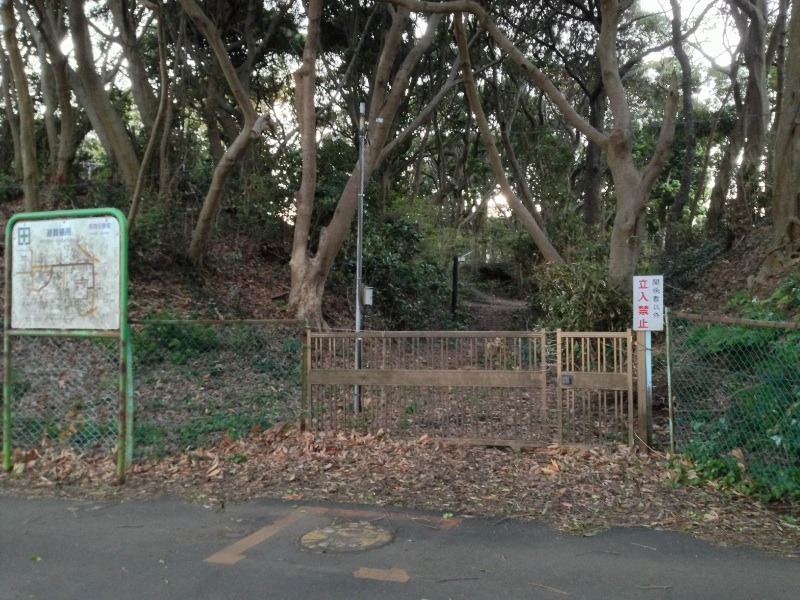 【新井城】左側の土塁より左が主郭。