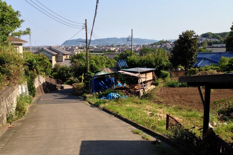 【岡崎城】南方虎口から南を撮影。丘陵が尽きたところに高麗山城があり、その左（東）が平塚。平塚まであと6, 7km程度。