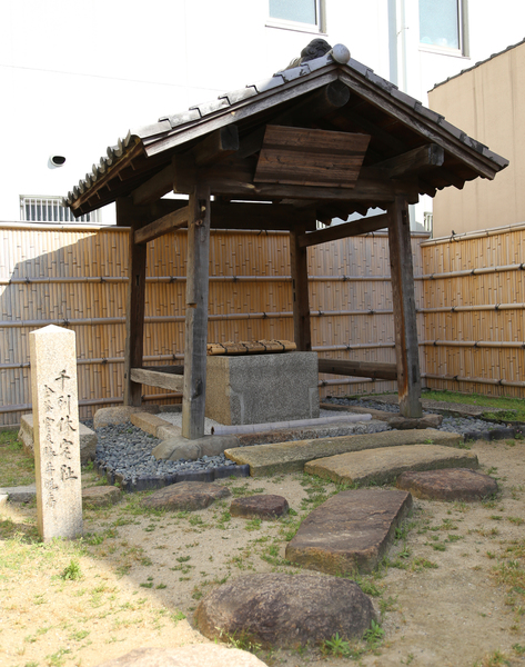 千利休屋敷跡。<br>中央に椿の井戸がある。<br><br>千利休は茶を武野紹鴎に学び、わび茶を大成した堺の茶人。<br><br>近くには、武野紹鴎屋敷跡と今井屋敷跡（今井宗薫）がある。<br>彼らが堺の出身というのは知識として知っていたが、こんなにご近所さんだったとは。この辺りは市街地化して、かつての面影はほとんどないが、脳内でどんな感じだったか、想像しながら歩いた。