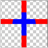 図1.10: DST_ATOP: 十字(SRC)にDST_INの結果を重ねている