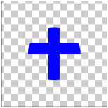図1.6: DST_IN: 丸(DST)から十字(SRC)の画像と交差しない部分を透明にしている
