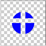 図1.8: DST_OUT: 丸(DST)を十字(SRC)の画像で型抜きしている