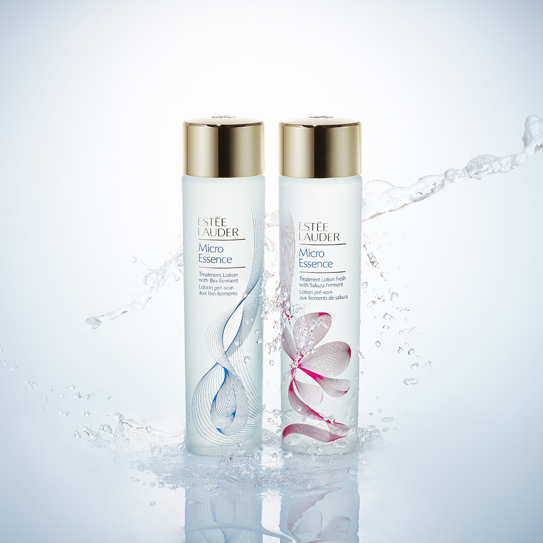 （左）マイクロ エッセンス ローション BF 200ml ￥14850、（右）マイクロ エッセンス ローション フレッシュ SF 200ml ￥14850