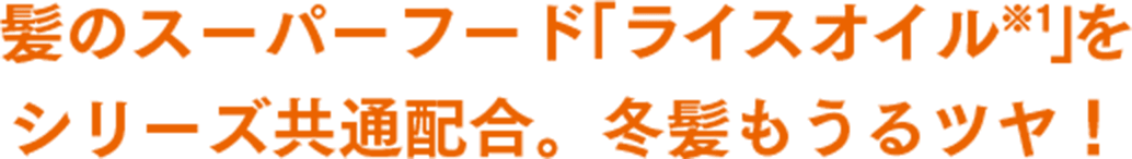 髪のスーパーフード「ライスオイル※1」をシリーズ共通配合。冬髪もうるツヤ!