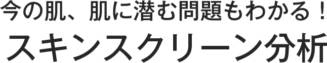 今の肌、肌に潜む問題もわかる！スキンクリーン分析