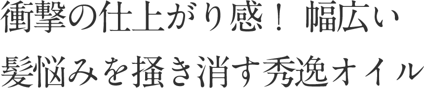 衝撃の仕上がり感! 幅広い髪悩みを掻き消す秀逸オイル