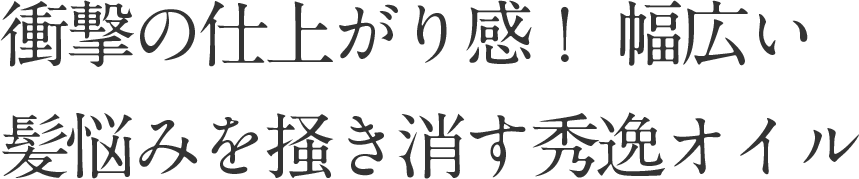 衝撃の仕上がり感！ 幅広い髪悩みを掻き消す秀逸オイル