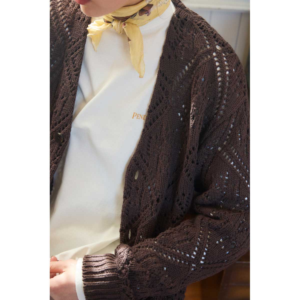 L/S レースステッチ・Vネック・カーディガン 3GG | ペンドルトン