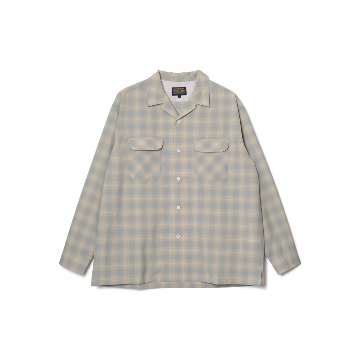 L/S オープンカラーオフスケールウールシャツ