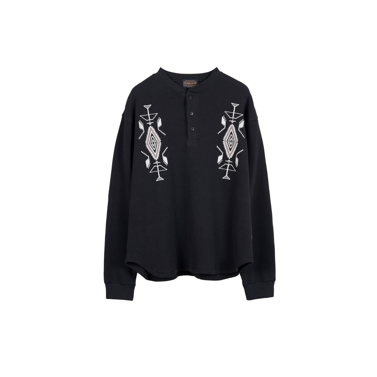 ジャガードEMBヘンリーネックL/S ティ