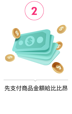 先支付商品金額給比比昂