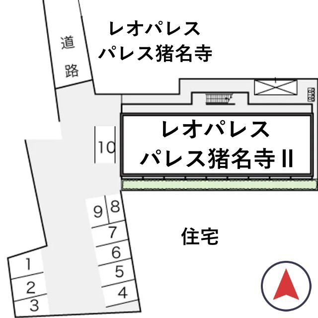 レオパレスパレス猪名寺Ⅱ駐車場【16850】の駐車場写真
