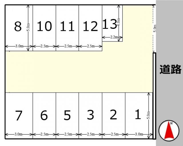 駐車場区画図を参考に駐車してください。