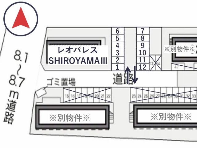 レオパレスSHIROYAMAⅢ駐車場【17485】の駐車場写真