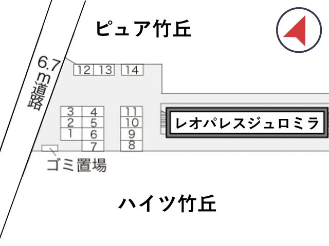 レオパレスジュロミラ駐車場【12212】の駐車場写真