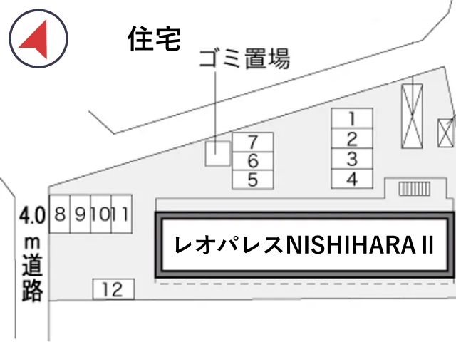 レオパレスNISHIHARAⅡ駐車場【31556】の駐車場写真