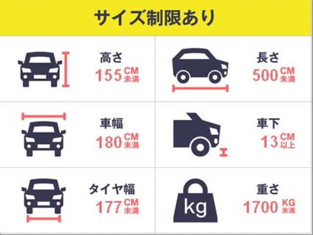 入庫できるサイズをお確かめのうえご予約お願いします
