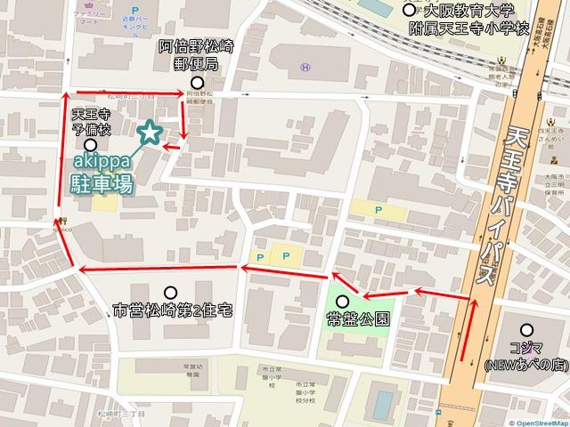 駐車場までのルート図です。ご確認のうえ駐車場までお越しください。
