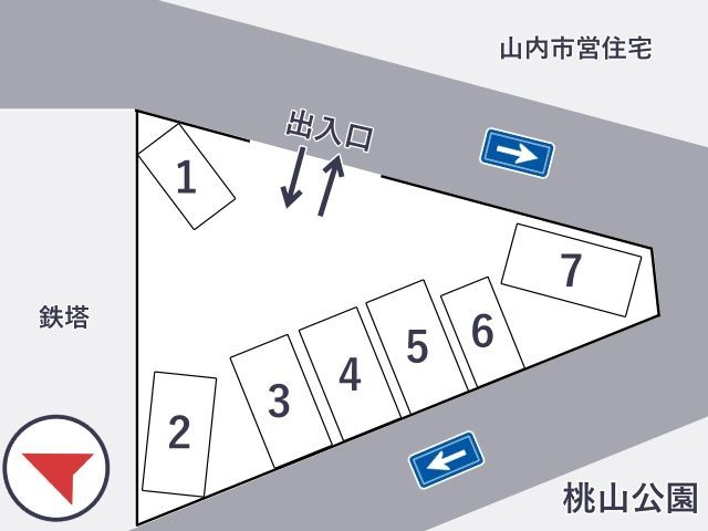 D05_山内4丁目駐車場（桃山公園前）（NO2）平日(月・火・木・金)のみ 17:30～23:59 (4/1〜)の駐車場写真