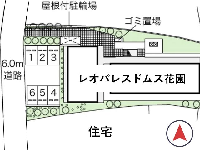 レオパレスドムス花園駐車場【46250】の駐車場写真
