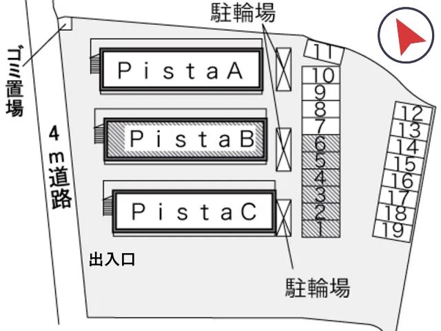 レオパレスPistaB駐車場【18459】の駐車場写真